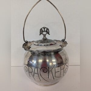 Victorian Quadruple Silver Plate Ornate Cracker Tin